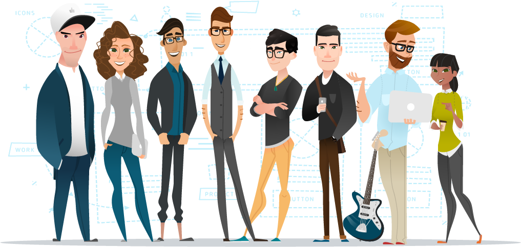 Company Header with team avatars eight